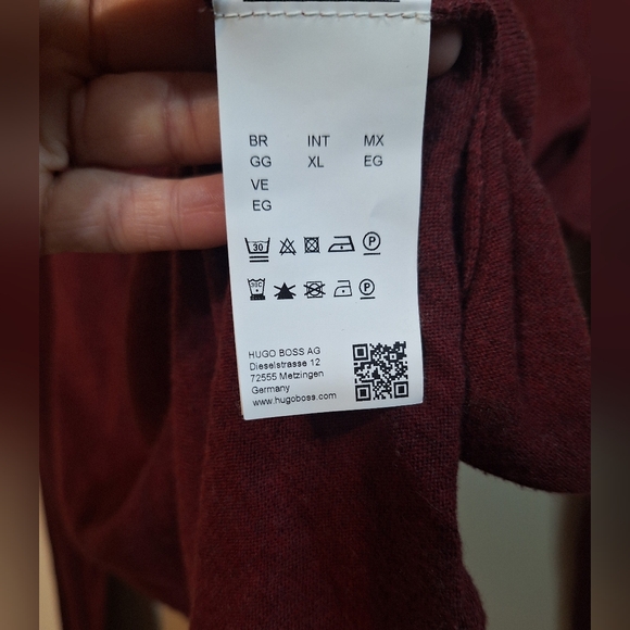 Boss XL slim fit longsleeve thin knit cotton raw hem burgndy sweater - Picture 3 of 6